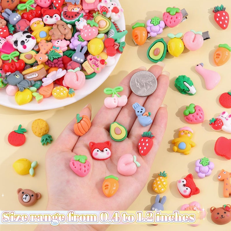 Glitzest 100PCS TINKRSTUFF Fruit Slime Charms Cute Flatback Resin Charms for Slime, Random Kawaii Decoden Charm for Embellishments Phone Junk Case Charms Bulk, Hairpins Scrapbooking Crafting & DIY Decoration - Image 2